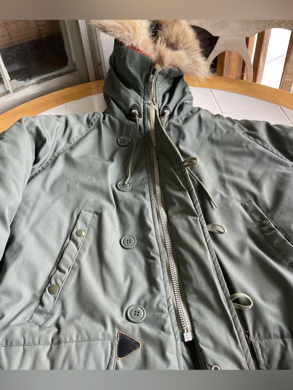 Vintage 70s Arctic Parka Flight Jacket N 3B Fur Lined Hood Military Issued M/L - Picture 8 of 16